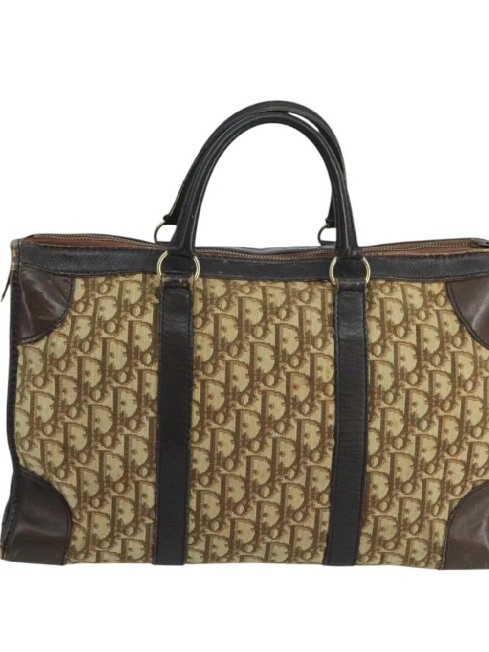 Christian Dior Trotter Canvas Boston Bag Brown Auth 105123 - Picture 2 of 16